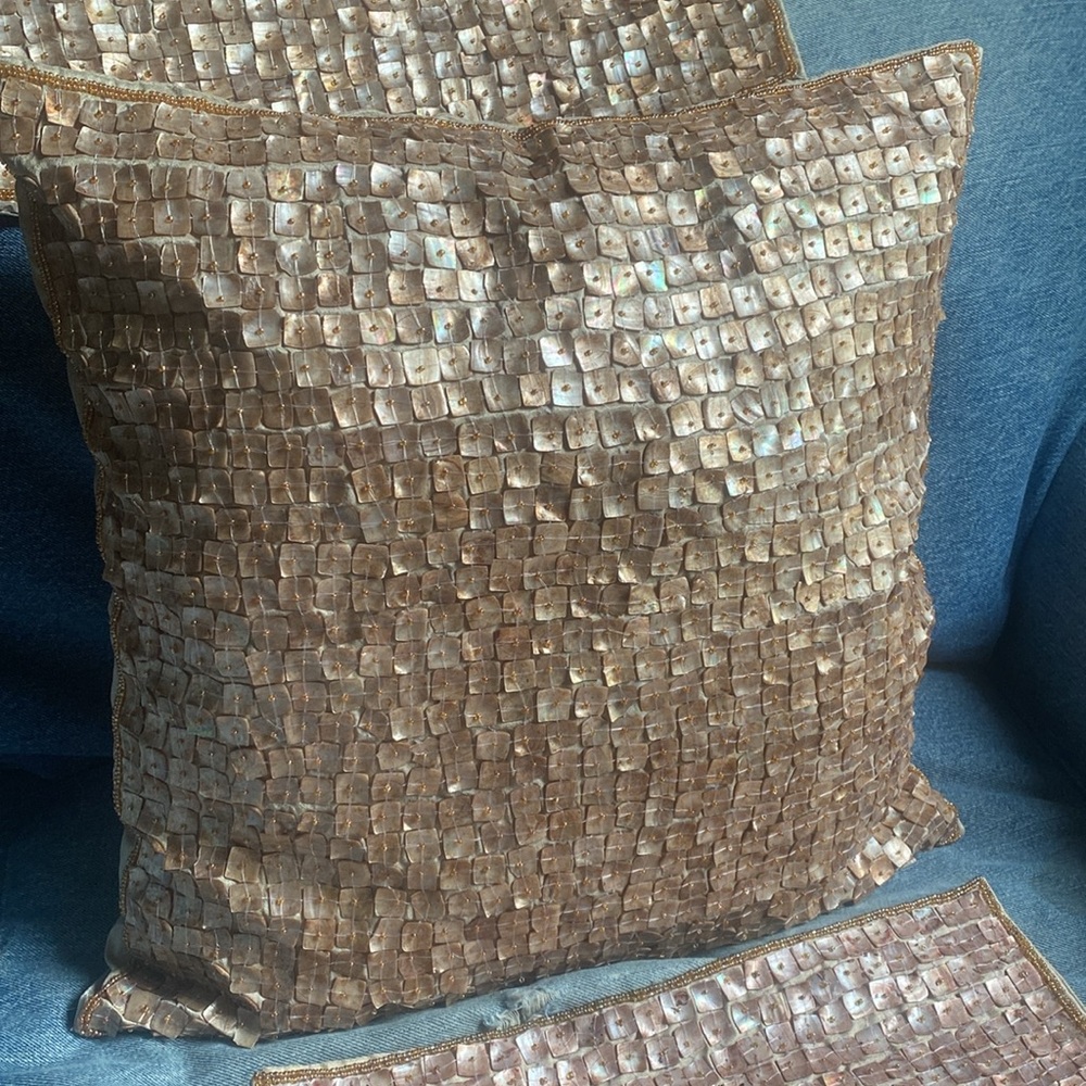 Two Capiz Shell Pillow Covers